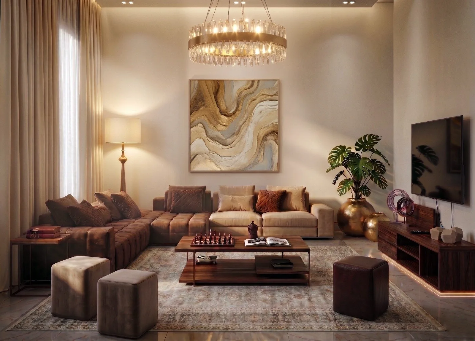 Delivered living room, coastal light